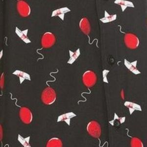 IT Chapter Two Balloon Woven Button-Up with Pennywise's face on balloons
